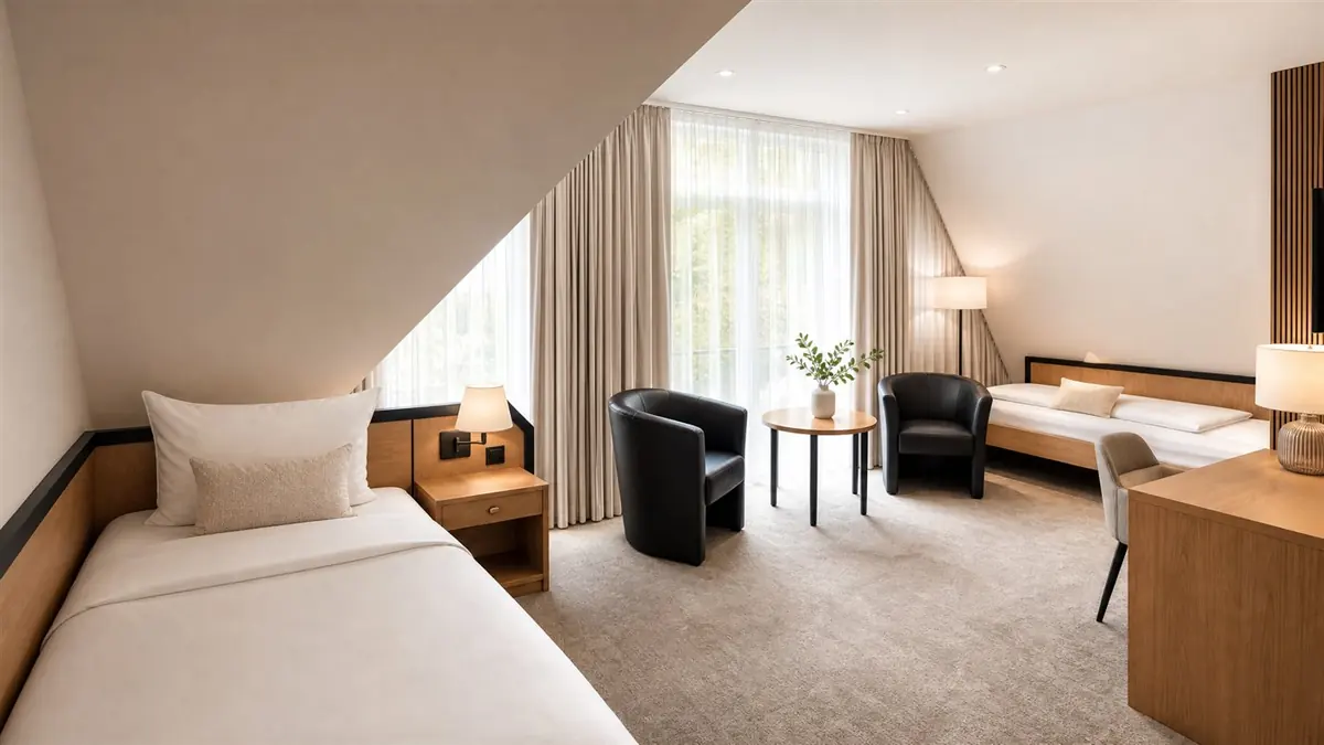 Helles Zimmer mit zwei Betten